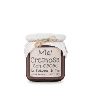 Miel cremosa con cacao puro 100% de La Colmena de Teo en tarro de cristal