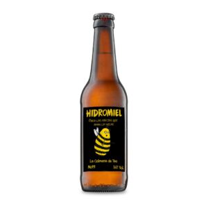Botella de hidromiel Nótt de La Colmena de Teo, variedad bochet, ilustrada con estilo nórdico artesanal
