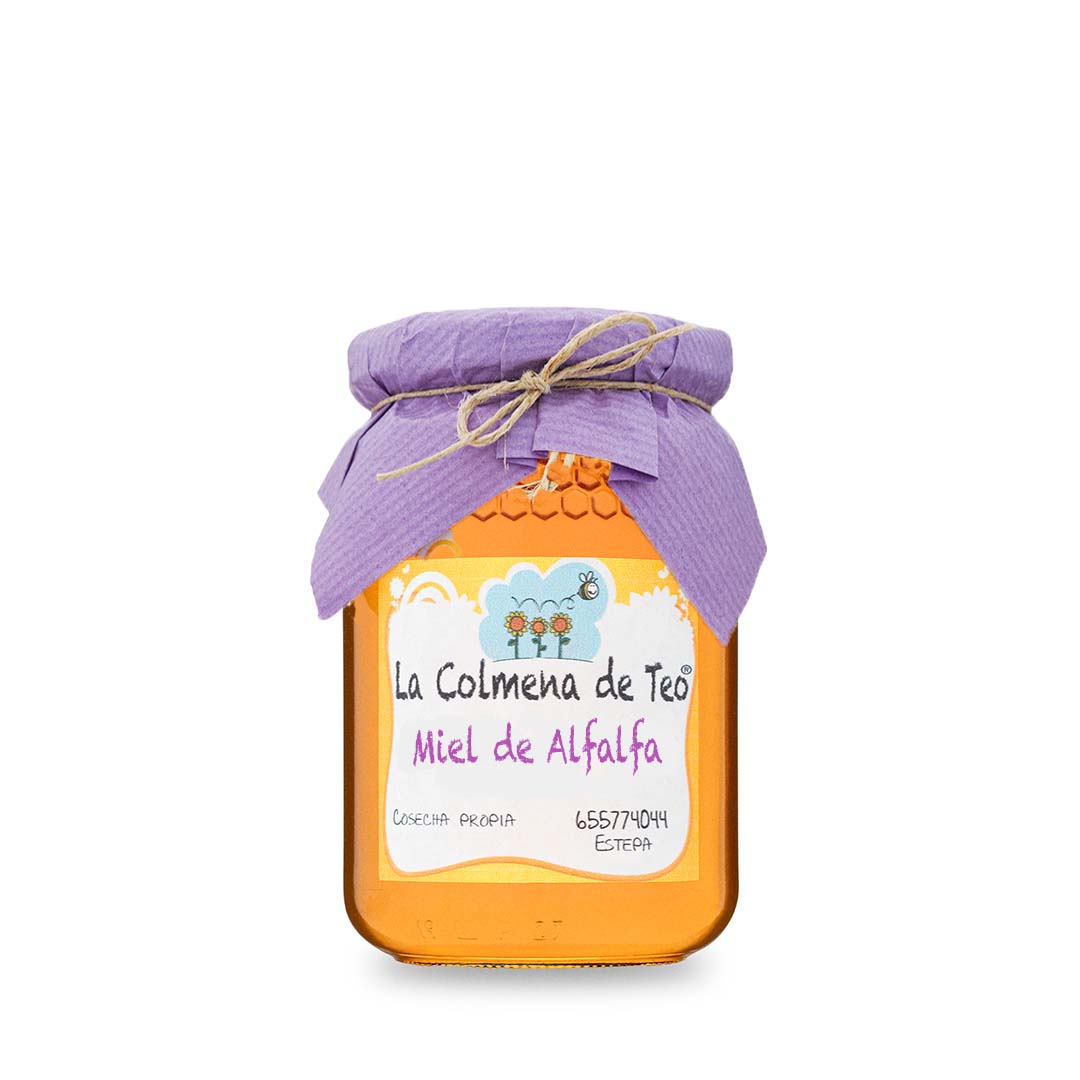 Miel de alfalfa cruda y sin filtrar de La Colmena de Teo con perfil suave, herbal y notas de campos abiertos