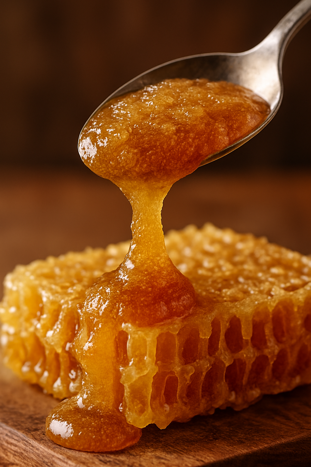 Miel cruda con textura natural y cristalización en panal