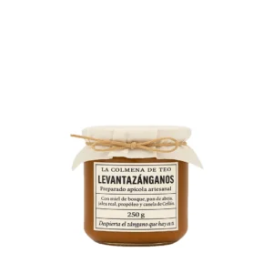 Tarro de Levantazánganos con miel cruda de bosque, pan de abeja, polen, jalea real, propóleo y canela de Ceilán de La Colmena de Teo