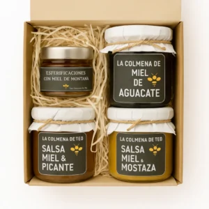 Pack MIEL N’ ROLL de La Colmena de Teo con miel de aguacate, esferificaciones y salsas de miel