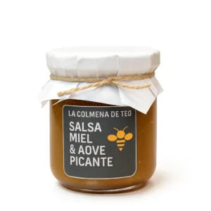 Salsa de miel y AOVE picante de La Colmena de Teo en tarro de cristal