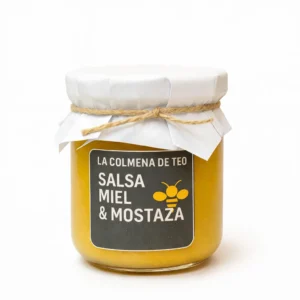 Salsa de miel y mostaza de La Colmena de Teo en tarro de cristal