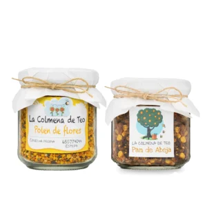 Pack rutina con polen de flores y pan de abeja de La Colmena de Teo en tarros de cristal