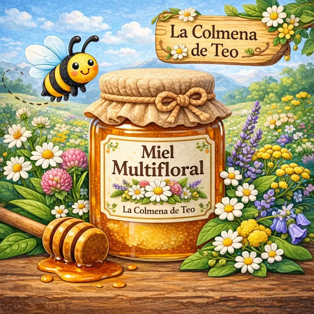 tarro de miel multifloral de La Colmena de Teo como ejemplo de miel de proximidad y trazable