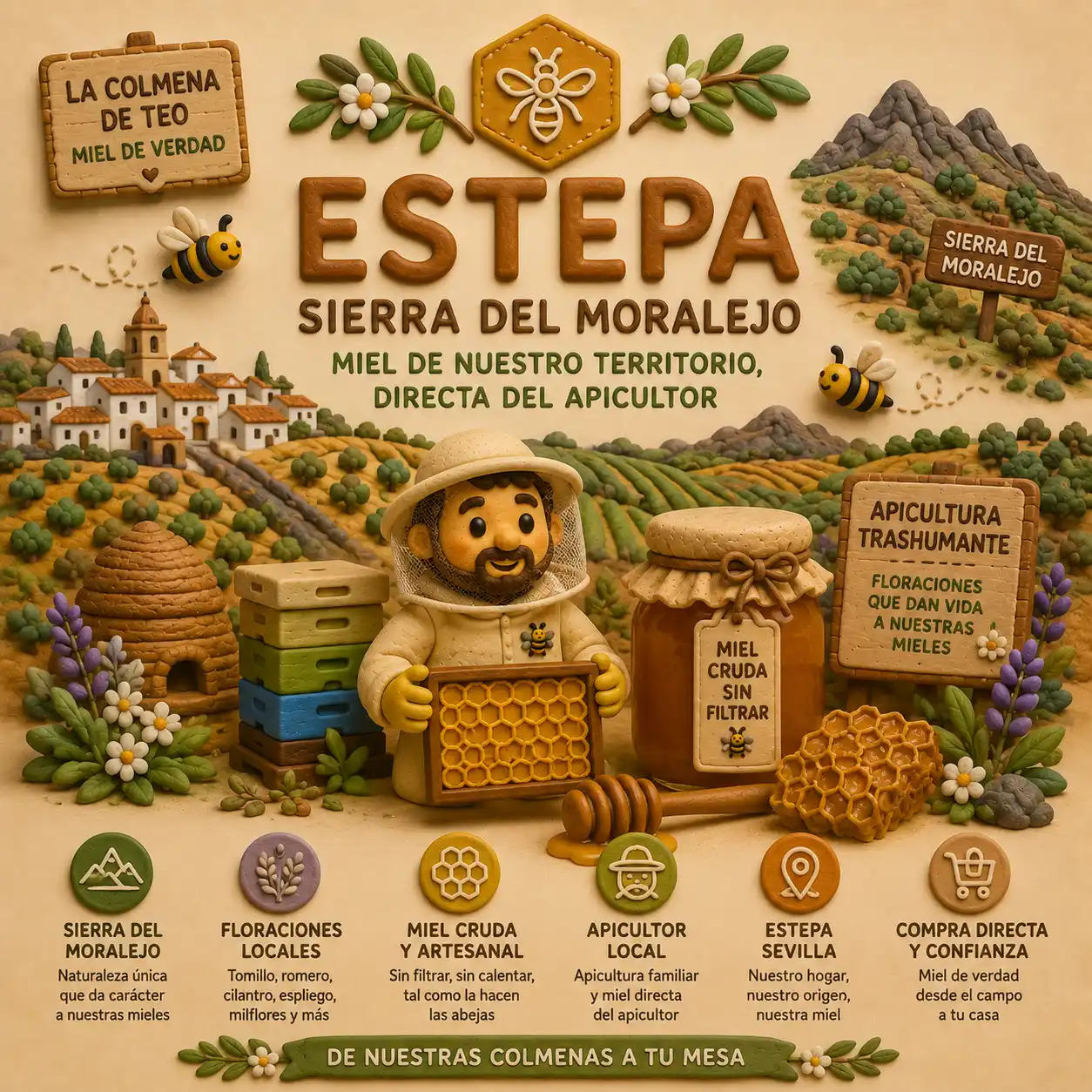 Miel de tomillo de Estepa de La Colmena de Teo en la Sierra del Moralejo